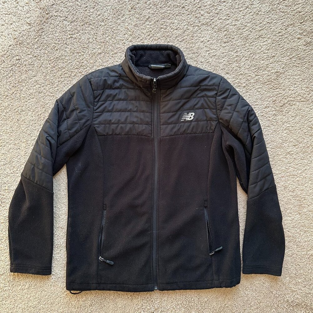 New Balance Jacket Womens Medium Fleece Full Zip Mock Neck Black Pockets